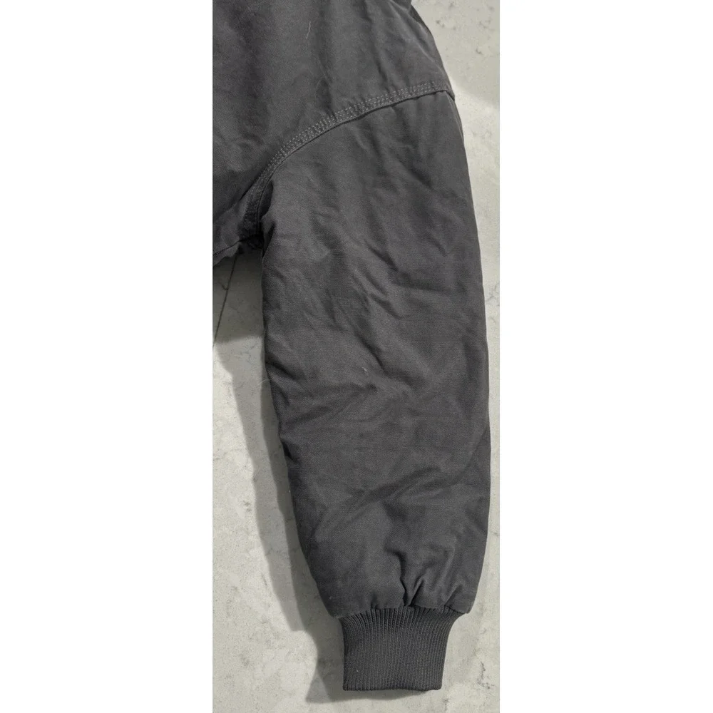 Berne Fleece Lined Canvas Jacket Youth Medium 10-12 Gray Hooded Full Zip Outdoor